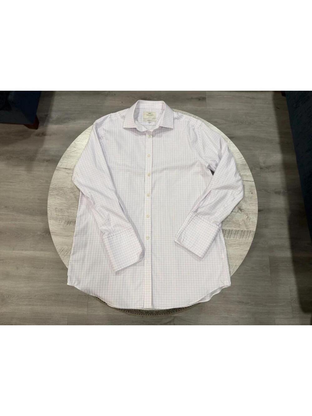 Classic Hawes & Curtis Jermyn Street London dress shirt pastel check pattern.